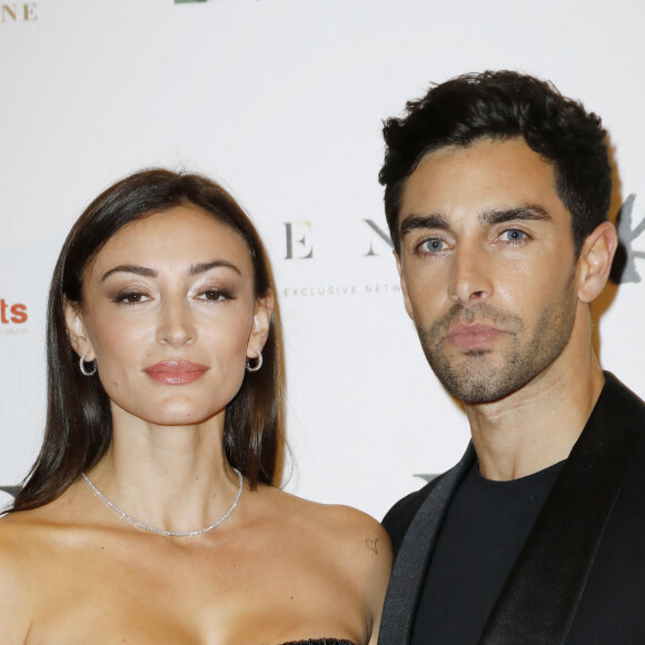 Rachel Legrain-Trapani (Miss France 2007) et son compagnon Valentin Léonard - Photocall de la 10ème édition du "Global Gift Gala 2021" à l'hôtel Four Seasons Hotel George V à Paris le 30 octobre 2021.  © Marc Ausset Lacroix/Bestimage 