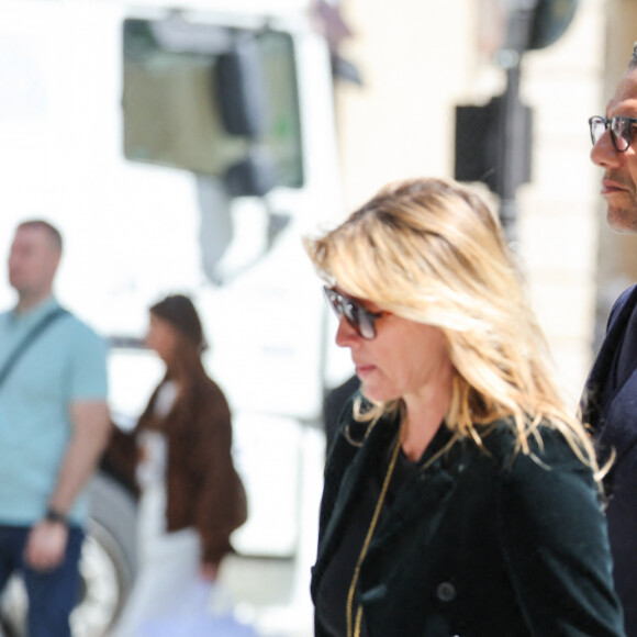 Sarah Poniatowski (Lavoine) et Roschdy Zem - Arrivées aux obsèques du prince Jean-Stanislas Poniatowski en l'Eglise polonaise à Paris, France, le 29 avril 2024. © Jacovides-Moreau/Bestimage