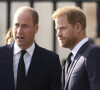 Les relations des princes William et Harry sont toujours aussi compliquées. 
Le prince de Galles William, le prince Harry, duc de Sussex à la rencontre de la foule devant le château de Windsor, suite au décès de la reine Elisabeth II d'Angleterre.