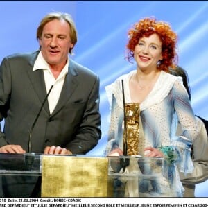 Gérard Depardieu et sa fille Julie lors des César 2004