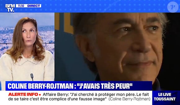 Coline Berry-Rojtman, fille de Richard Berry invitée de BFMTV dans l'émission de Bruce Toussaint le 4 mars 2021... © Capture TV BFMTV via Bestimage