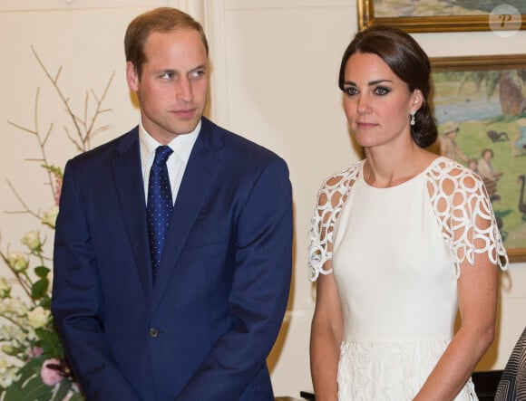 La duchesse de Cambridge, Catherine Kate Middleton et le prince William lors d'une réception à Canberra dans le cadre du voyage en Australie et Nouvelle-Zélande, le 24 avril 2014 