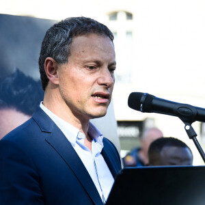 Marc-Olivier Fogiel, directeur général de BFMTv lors d'un rassemblement d'hommage au journaliste français tué en Ukraine, Frederic Leclerc-Imhoff, place de la République, Paris, le 10 juin 2022. © Federico Pestellini / Panoramic / Bestimage 