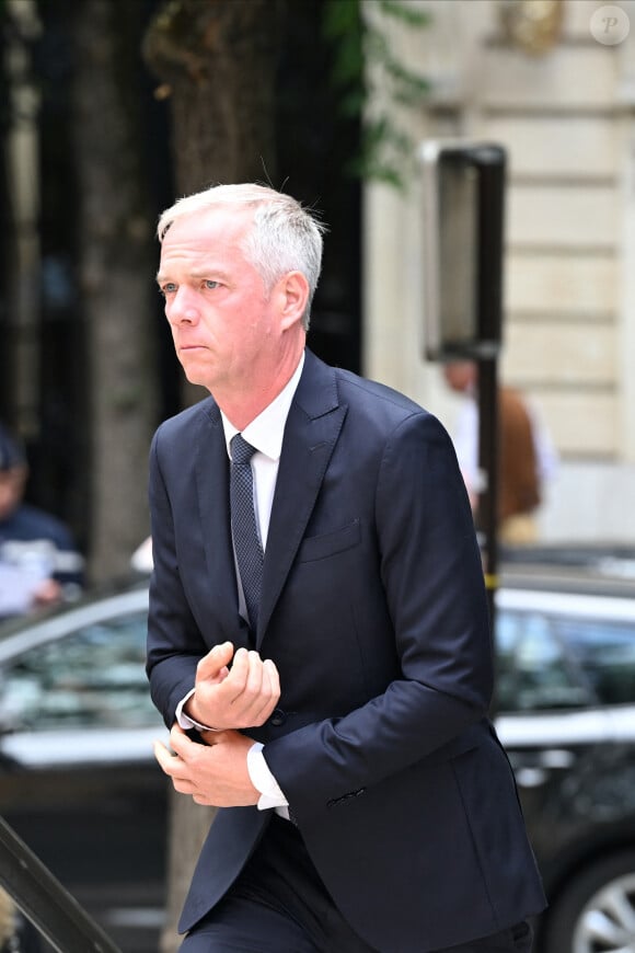 Julien Arnaud - Arrivées aux obsèques de Nonce Paolini en l'église Saint-Honoré-d'Eylau, 66 bis, avenue Raymond-Poincaré à Paris, France, le 23 juillet 2024.