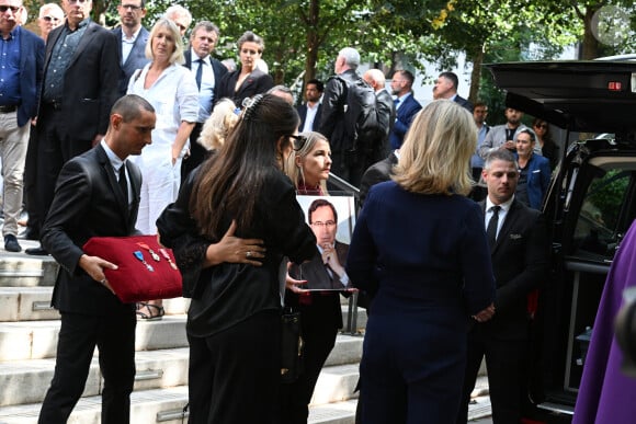 Famille et proche - Sorties des obsèques de Nonce Paolini en l'église Saint-Honoré-d'Eylau, 66 bis, avenue Raymond-Poincaré à Paris, France, le 23 juillet 2024.