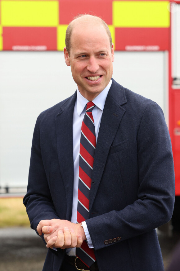 Le prince William de Galles, en tant que commodore de l'air, s'est rendu dans son ancienne base de la Royal Air Force à Holyhead sur l'île d'Anglesey, où il a passé trois ans en tant que pilote d'hélicoptère. Le 9 juillet 2024 © Chris Jackson / Bestimage 