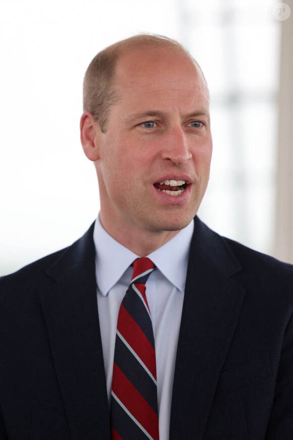 Le prince William de Galles, en tant que commodore de l'air, s'est rendu dans son ancienne base de la Royal Air Force à Holyhead sur l'île d'Anglesey, où il a passé trois ans en tant que pilote d'hélicoptère. Le 9 juillet 2024 © Chris Jackson / Bestimage 