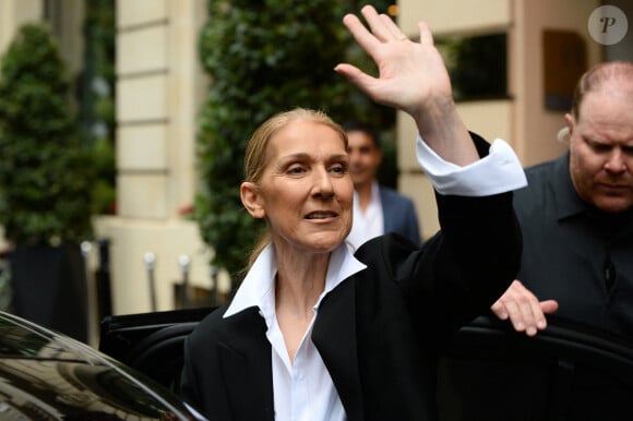 Céline Dion quitte le Royal Monceau pour préparer la cérémonie d'ouverture des Jeux Olympiques (JO 2024) à Paris le 23 juillet 2024