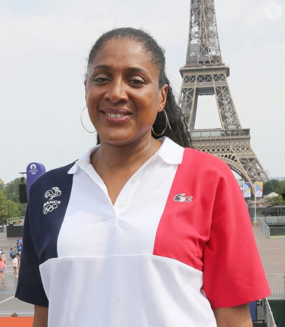 Marie-José Pérec - Lancement de "Live des Jeux" dans les Jardins du Trocadero à Paris, en présence de Anne Hidalgo (maire de Paris), Marie-José Perec et Jackson Richardson, Stéphane Roussel et Pierre Rabadan. Installé dans les jardins du Trocadéro, ce village consacré au sport et à l'olympisme propose gratuitement tout un programme d'animations pour célébrer les Jeux olympiques de Tokyo du 23 juillet au 8 août, puis les Jeux paralympiques du 24 août au 5 septembre. Retransmission en direct des Jeux sur grand écran et animations sportives seront proposées tout l’été. Paris, le 23 juillet 2021.