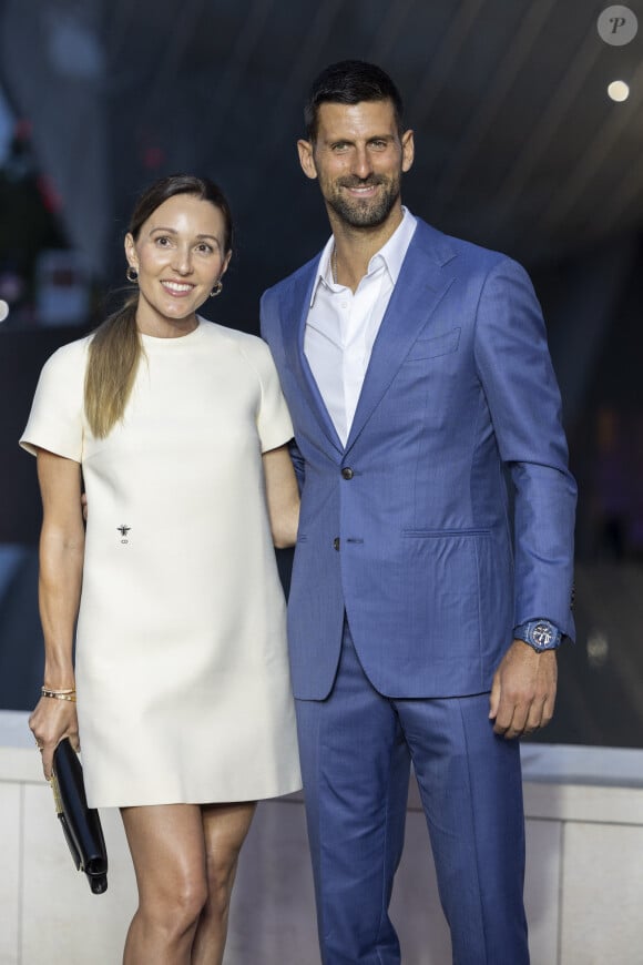 Novak Djokovic et sa femme Jelena - Photocall du dîner "Prelude pour les JO" à la Fondation Vuitton à Paris, France, le 25 juillet 2024. © Olivier Borde/Bestimage