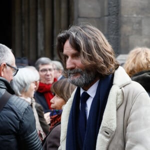 Frédéric Beigbeder - Sorties des obsèques de Philippe Tesson en l'église Saint-Germain des-Prés à Paris le 10 février 2023. © Christophe Clovis / Bestimage 