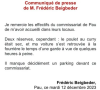 Placé en garde à vue en décembre 2023, il avait posté un drôle de communiqué dans lequel il remerciait les effectifs de police de l'avoir reçu.
Communiqué, Frédéric Beigbeder.