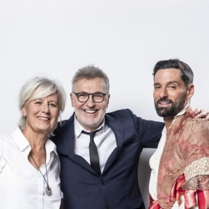 Annie Lemoine, Laurent Ruquier et son compagnon Hugo Manos - Studio - Enregistrement de l'émission "La chanson secrète", présentée par Nikos Aliagas et diffusée sur TF1 © Guillaume Gaffiot-Cyril Moreau / Bestimage