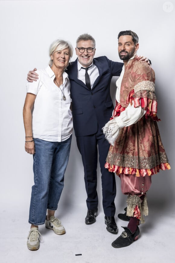 Annie Lemoine, Laurent Ruquier et son compagnon Hugo Manos - Studio - Enregistrement de l'émission "La chanson secrète", présentée par Nikos Aliagas et diffusée sur TF1 © Guillaume Gaffiot-Cyril Moreau / Bestimage