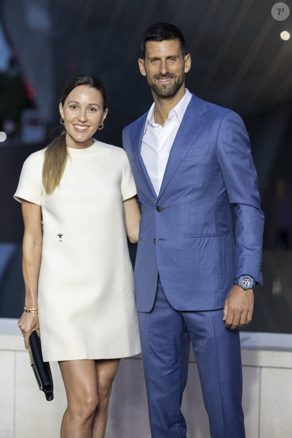 Novak Djokovic et sa femme Jelena - Photocall du dîner "Prelude pour les JO" à la Fondation Vuitton à Paris, France, le 25 juillet 2024. © Olivier Borde/Bestimage