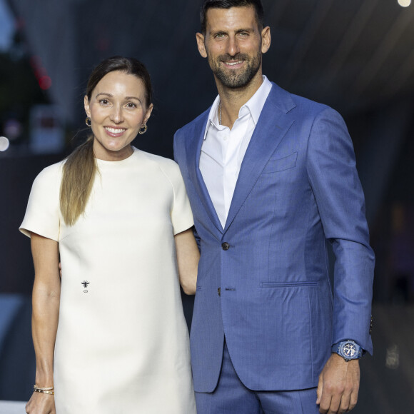 Novak Djokovic et sa femme Jelena - Photocall du dîner "Prelude pour les JO" à la Fondation Vuitton à Paris, France, le 25 juillet 2024. © Olivier Borde/Bestimage