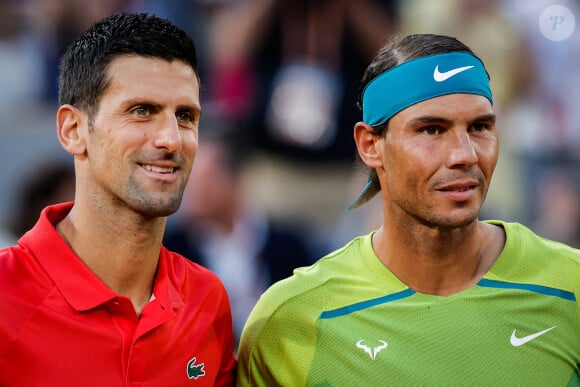 Novak Djokovic va affronter Rafael Nadal, ce 29 juillet aux JO de Paris 2024
 
Novak Djokovic et Rafael Nadal - Rafael Nadal fait tomber le tenant du titre, Novak Djokovic, au terme d'un quart de finale épique lors des Internationaux de France de Tennis de Roland Garros 2022 le 31 mai 2022.