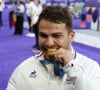 Et permettant ainsi à la France de décrocher sa première médaille d'or dans ces JO
Antoine Dupont sacré champion olympique en rugby à 7 aux Jeux olympiques de Paris 2024 le 27 juillet 2024 au Stade de France. (Credit Image: © Mickael Chavet/ZUMA Press Wire)