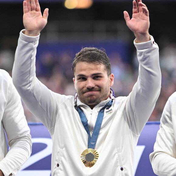 Antoine Dupont sacré champion olympique en rugby à 7 aux Jeux olympiques de Paris 2024 le 27 juillet 2024 au Stade de France. . Photo by Eliot Blondet/ABACAPRESS.COM