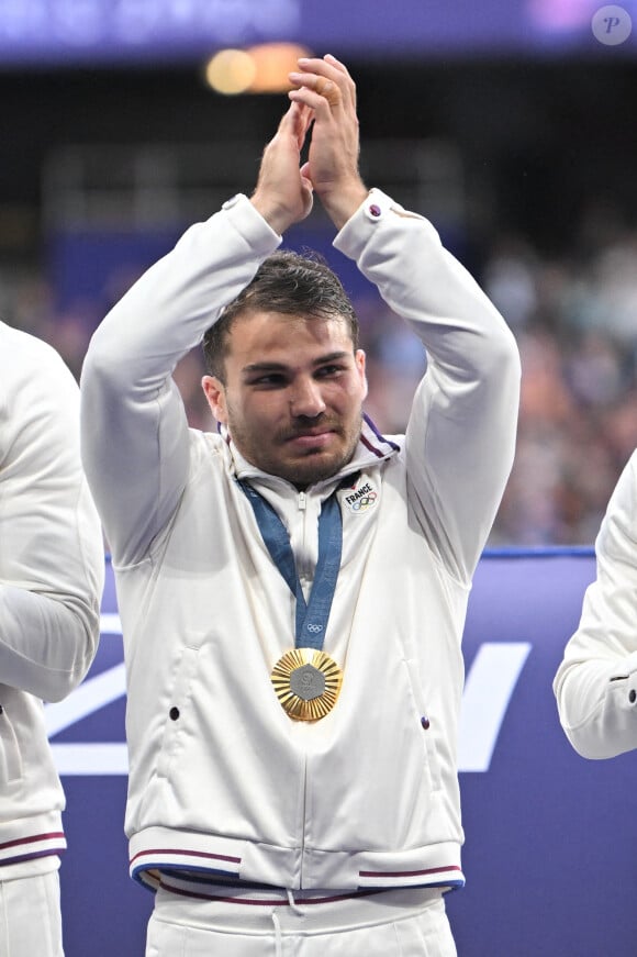 Antoine Dupont sacré champion olympique en rugby à 7 aux Jeux olympiques de Paris 2024 le 27 juillet 2024 au Stade de France. 4. Photo by Eliot Blondet/ABACAPRESS.COM