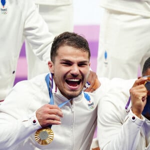 Antoine Dupont sacré champion olympique en rugby à 7 aux Jeux olympiques de Paris 2024 le 27 juillet 2024 au Stade de France.