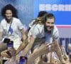 Marie-Florence Candassamy Coraline Vitalis Alexandra Louis-Marie Auriane Mallo-Breton (Epee) - Célébration de la médaille d'argent en Escrime par équipe femme à l'épée devant les supporters au Club France porte de la Villette lors des Jeux Olympiques (JO) de Paris 2024, à Paris, France, le 31 juillet 2024. © Jonathan Rebboah/Panoramic/Bestimage 