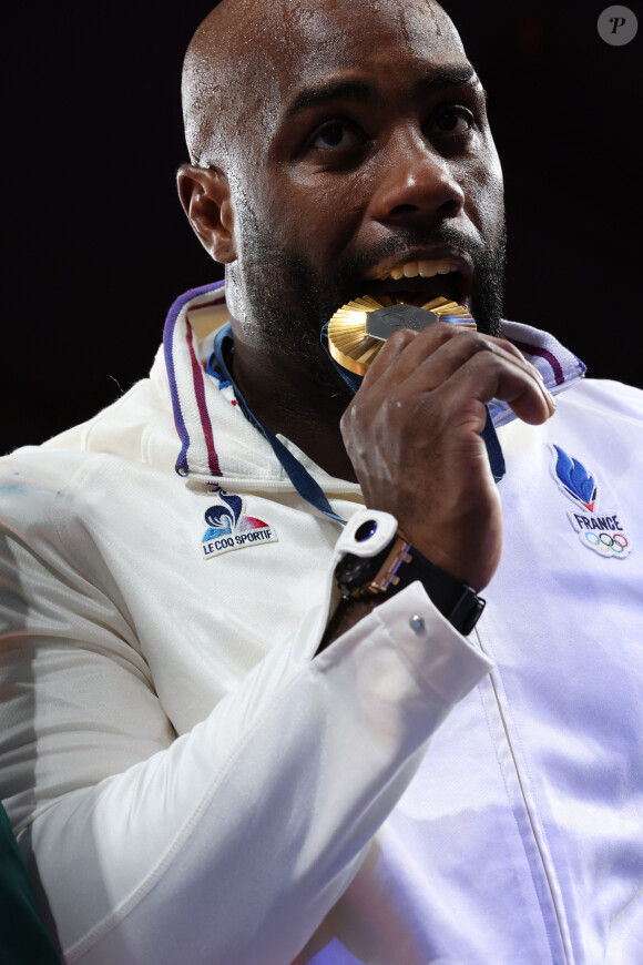 Teddy Riner d'or aux Jeux olympiques de Paris le 2 août 2024 (Credit Image: © Mickael Chavet/ZUMA Press Wire)