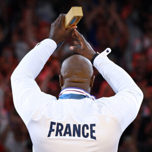 Teddy Riner d'or aux Jeux olympiques de Paris le 2 août 2024 © Federico Pestellini / DPPI / Panoramic / Bestimage