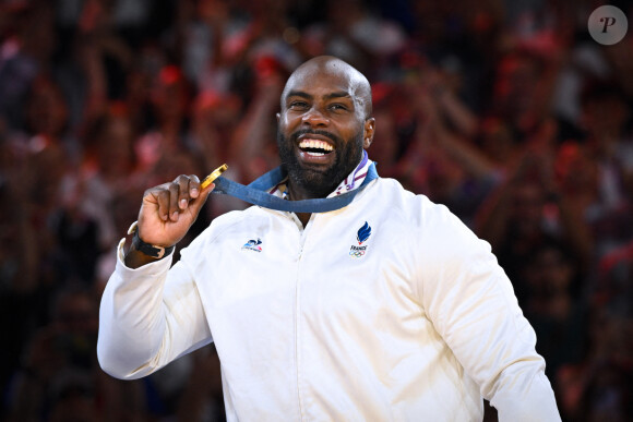 Teddy Riner d'or aux Jeux olympiques de Paris le 2 août 2024 © Federico Pestellini / DPPI / Panoramic / Bestimage