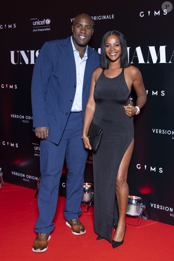 Teddy Riner et sa femme Luthna Plocus au photocall de la soirée "Unis comme jamais" au profit de l'Unicef, au pavillon Cambon à Paris. Le 8 novembre 2021. © Pierre Perusseau / Bestimage 