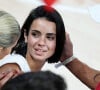 Mais ce n'était pas sur le terrain que les yeux de Florent Manaudou étaient rivés. 
Florent Manaudou et sa compagne Lola Duménil - Les célébrités assistent à la victoire de l'équipe de France de basket face au Canada (82-73) lors des Jeux Olympiques de Paris2024, le 6 août 2024. © Jacovides-Perusseau / Bestimage