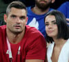 Florent Manaudou a fait vibrer les Français en remportant des médailles de bronze lors des Jeux Olympiques de Paris. 
Florent Manaudou et sa compagne Lola Duménil - Les célébrités assistent à la victoire de l'équipe de France de basket face au Canada (82-73) lors des Jeux Olympiques de Paris. © Jacovides-Perusseau / Bestimage