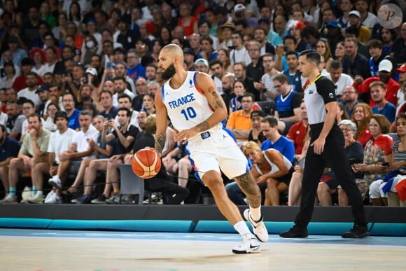 Quarts de finale - Evan Fournier lors du match de basket de la France face au Canada, le 6 août 2024. © Federico Pestellini / DPPI / Panoramic