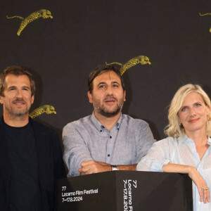 Gianluca Jodice, Mélanie Laurent et Guillaume Canet au photocall du film "Le Déluge" lors du 77ème festival international du film de Locarno en Suisse, le 7 août 2024. Photo by Dario Raimondi/Splash News/ABACAPRESS.COM