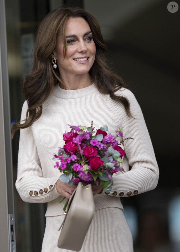 Catherine (Kate) Middleton, princesse de Galles, arrive à l'université de Nottingham dans le cadre de la Journée mondiale de la santé mentale (World Mental Health Day), le 11 octobre 2023. 