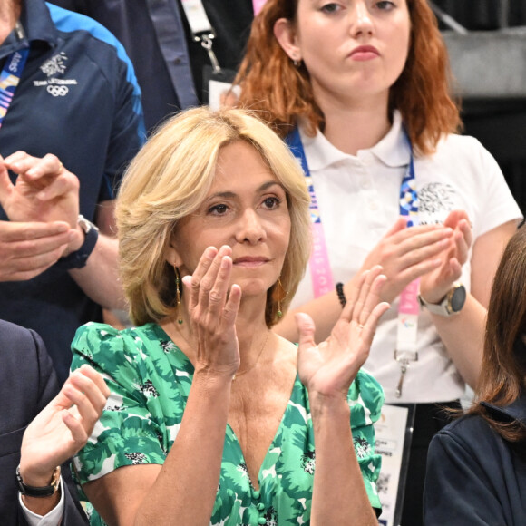 Gabriel Attal, Valérie Pécresse et Anne Hidalgo dans les tribunes de la finale Hommes "France vs Pologne" de volley-ball lors des Jeux Olympiques Paris 2024. Le 10 août 2024 © P.Perusseau-D.Jacovides / Bestimage 