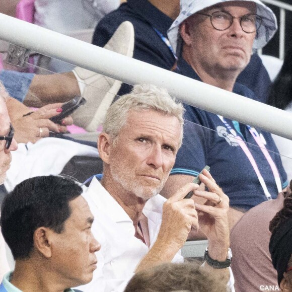 Depuis plusieurs années, il est également un entrepreneur qui rencontre le succès grâce à ses différents projets, lesquels lui rapportent beaucoup !
Denis Brogniart - Célébrités assistent à la finale du 100 m femme au Stade de France à Saint Denis lors des Jeux Olympiques de Paris2024 (JO) le 3 aout 2024. © Perusseau-Jacovides-Bestimage