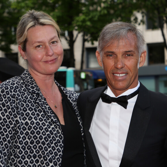 Paul Belmondo et son ex-femme Luana arrivent à la 9ème édition du "Global Gift Gala" à l'hôtel Four Seasons George V à Paris, le 25 avril 2018. © Denis Guignebourg/Bestimage 