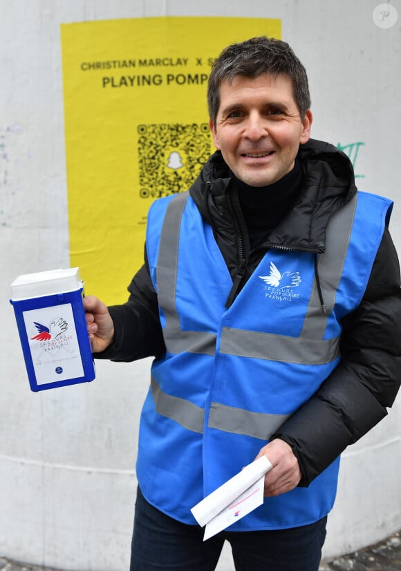 Thomas Sotto au lancement national du "Don'actions" pour la campagne de collecte du Secours populaire français à Paris, France, le 14 janvier 2023. © Veeren/Bestimage