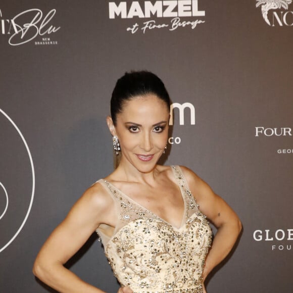 Fabienne Carat (robe Christophe Guillarmé) au photocall de la 11ème édition de la soirée Global Gift Gala à l'hôtel Four Seasons George V à Paris le 30 septembre 2023. © Marc Ausset-Lacroix / Bestimage 