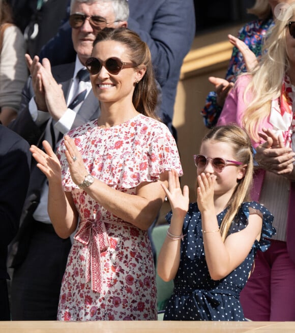 La princesse Charlotte, Pippa Matthews lors de la finale Hommes du tournoi de tennis de Wimbledon. Le 14 juillet 2024