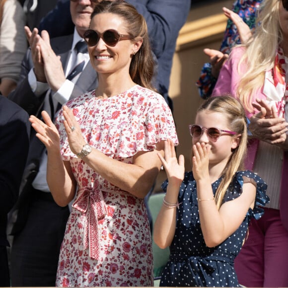 La princesse Charlotte, Pippa Matthews lors de la finale Hommes du tournoi de tennis de Wimbledon. Le 14 juillet 2024