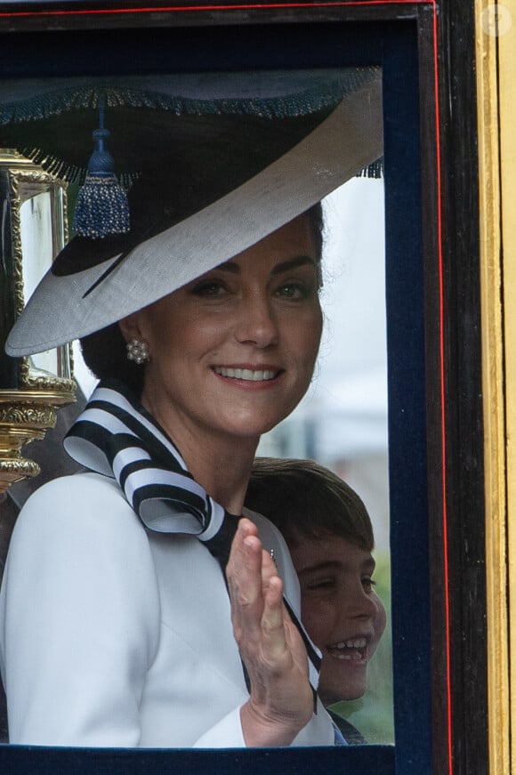 Catherine (Kate) Middleton, princesse de Galles - Les membres de la famille royale britannique lors de la parade Trooping the Color à Londres, Royaume Uni, le 15 juin 2024. © Thomas Krych/ZUMA Press/Bestimage 