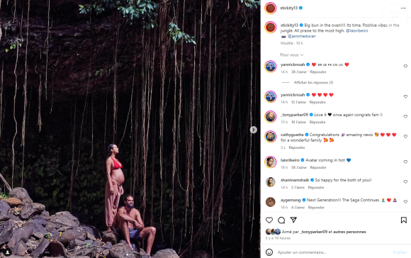 Yannick Noah s'est réjoui de cette bonne nouvelle en commentant la publication Instagram avec de nombreux coeurs
Le commentaire de Yannick Noah sous la publication de son fils