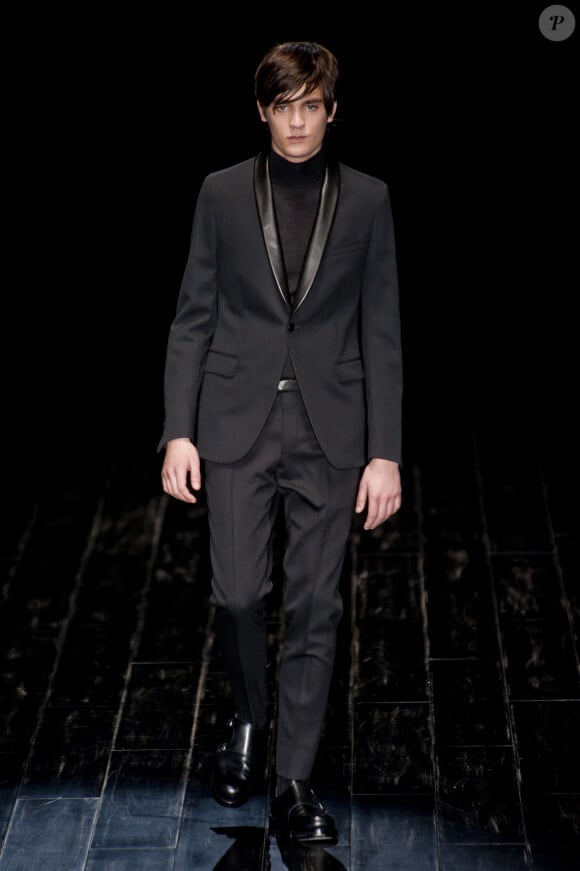 Alain-Fabien Delon (Fils de Alain Delon) defile pour Gucci lors de la fashion week de Milan. Le 13 janvier 2014