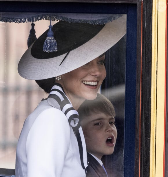 La princesse de Galles et le prince Louis lors de la montée des couleurs à Londres, au Royaume-Uni, le 15 juin 2024. Photo par Richard Pohle/The Times/News Licensing/ABACAPRESS.COM