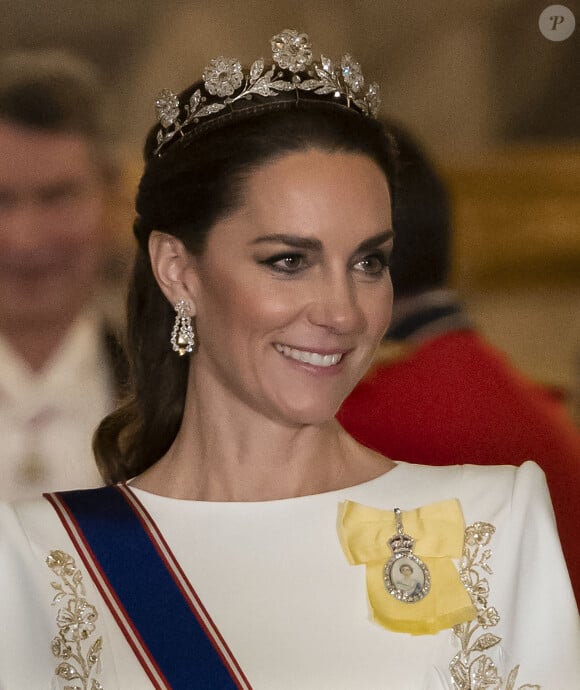 La princesse de Galles avant le banquet d'État au palais de Buckingham, à Londres, à l'occasion de la visite d'État au Royaume-Uni du président de la Corée du Sud. Londres, Royaume-Uni, mardi 21 novembre 2023. Photo par Stephen Lock/i-ImagesABACAPRESS.COM