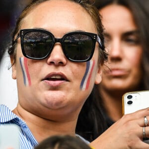 Valérie Bègue (Miss France 2008) - Célébrités dans les tribunes du huitième de finale de l'Euro 2024 entre la France et la Belgique (1-0) à Dusseldorf le 1er juillet 2024.