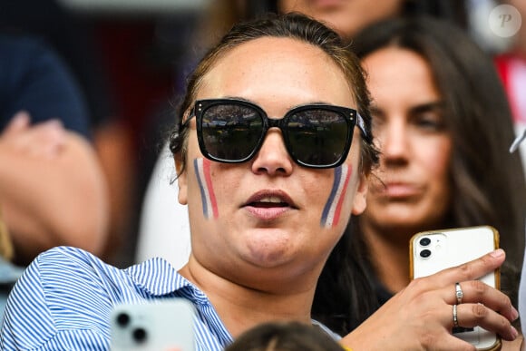 Valérie Bègue (Miss France 2008) - Célébrités dans les tribunes du huitième de finale de l'Euro 2024 entre la France et la Belgique (1-0) à Dusseldorf le 1er juillet 2024.