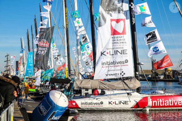 Port de Saint Malo pour le départ de la Route du Rhum - Illustrations Bateaux port - Brune Poirson à Saint-Malo dans le cadre du départ de la Route du Rhum, le 3 novembre 2018.